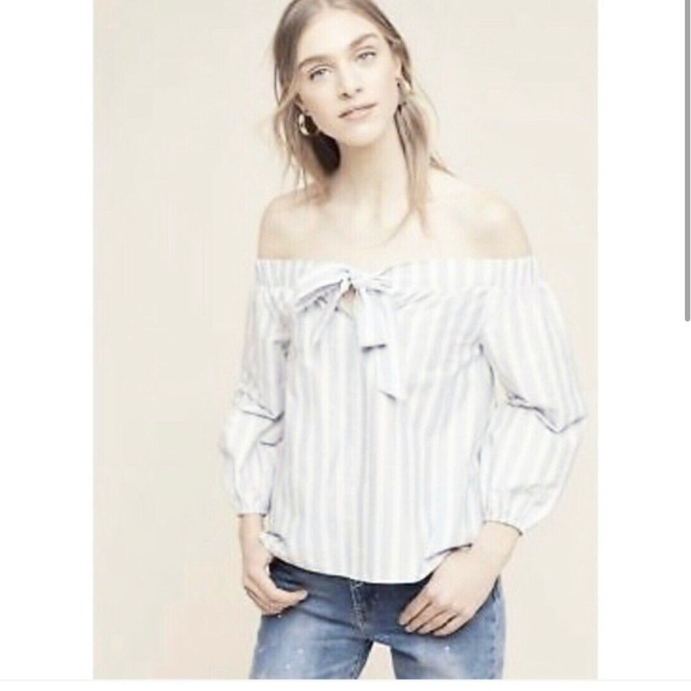 Anthropologie Maeve Striped Off The Shoulder Top